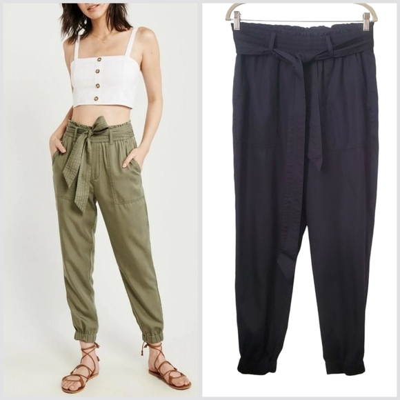 Abercrombie & Fitch Pants - Abercrombie & Fitch Paperbag Waist Joggers Pants Lightweight Black M